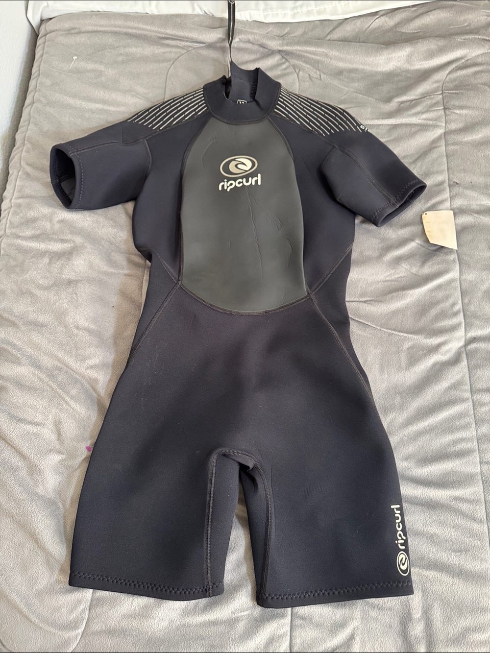 Rip Curl Classic 2/2 Black Short Sleeve Rashguard wet surf Suit Sz 12